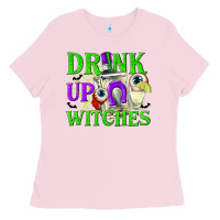 Bubblegum Pink Drink Up Witches Ladies Tee - texasbilliewilder