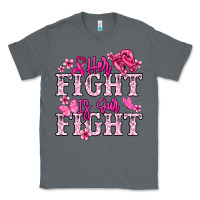 Charcoal Heather Her fight is our fight Cancer Awareness Classic Tee - HowdyJamesFarm