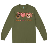 Army Green Peace Love Chihuahua Long Sleeve Tee - Jasminsmagicworld
