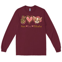 Burgundy Peace Love Chihuahua Long Sleeve Tee - Jasminsmagicworld