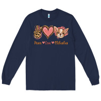 Navy Peace Love Chihuahua Long Sleeve Tee - Jasminsmagicworld