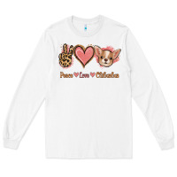 White Peace Love Chihuahua Long Sleeve Tee - Jasminsmagicworld