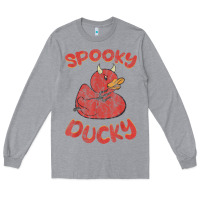 Heather Grey spooky devil rubber duck halloween Long Sleeve Tee - longCreatives