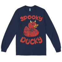 Navy spooky devil rubber duck halloween Long Sleeve Tee - longCreatives
