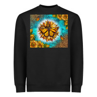 Black Monarch Butterfly Sunflower Heavyweight Sweatshirt - LillyAllenDesigns