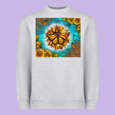 Monarch Butterfly Sunflower Heavyweight Sweatshirt Designed By Lillyallendesigns