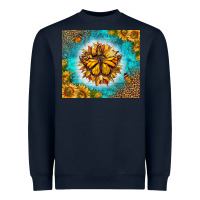 Navy Monarch Butterfly Sunflower Heavyweight Sweatshirt - LillyAllenDesigns