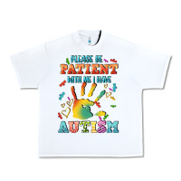 White please be patient with me i have autism Urban Heavy Tee - CowGirlArtShop