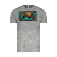 Cloud Rock Bison with leopard and turquoise Vintage Tee - RanaPortraitStore