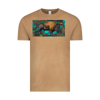 Vintage Camel Bison with leopard and turquoise Vintage Tee - RanaPortraitStore