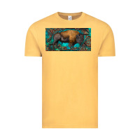 Vintage Mustard Bison with leopard and turquoise Vintage Tee - RanaPortraitStore