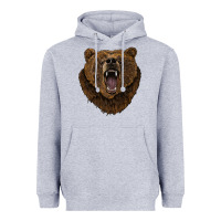 Heather Grey bear head Heavyweight Hoodie - BarkalooDesign