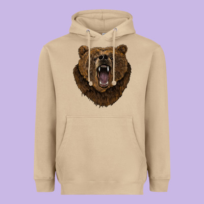 Bear Head Heavyweight Hoodie Designed By Barkaloodesign