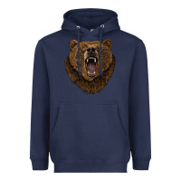 Navy bear head Heavyweight Hoodie - BarkalooDesign