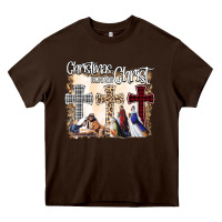 Chocolate Brown Christmas Begins With Christ Heavy Core Tee - Bettercallsaul