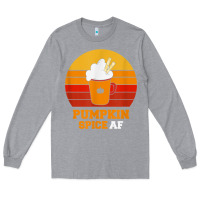 Heather Grey pumpkin spice af retro vintage background happy halloween Long Sleeve Tee - longCreatives