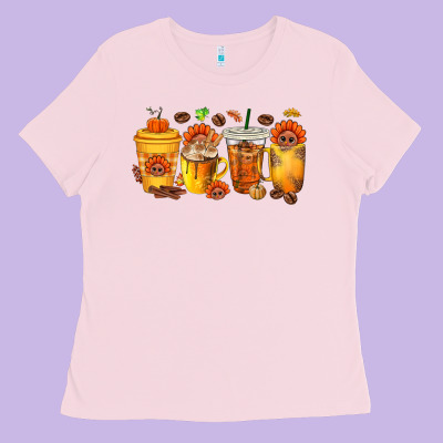 Thanksgiving Coffee Cups Ladies Tee Designed By Texasbilliewilder