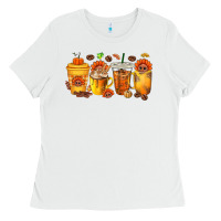 White Thanksgiving Coffee Cups Ladies Tee - texasbilliewilder