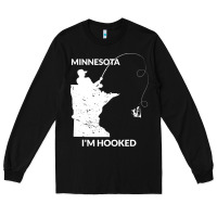 Black MN Minnesota Fishing T Gift for Fishermen and Anglers Long Sleeve Tee - longCreatives