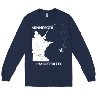 Navy MN Minnesota Fishing T Gift for Fishermen and Anglers Long Sleeve Tee - longCreatives