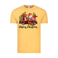Vintage Mustard merry christmas truck gnomies Vintage Tee - CowGirlArtShop