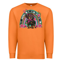 Carrot dachshund dog pink  floral rainbow Premium Sweatshirt - BarkalooDesign