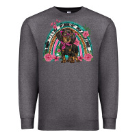 Charcoal Heather dachshund dog pink  floral rainbow Premium Sweatshirt - BarkalooDesign