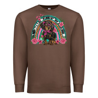 Chestnut dachshund dog pink  floral rainbow Premium Sweatshirt - BarkalooDesign