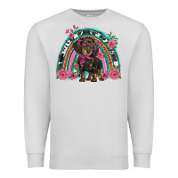 Dove Grey dachshund dog pink  floral rainbow Premium Sweatshirt - BarkalooDesign