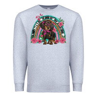 Heather Grey dachshund dog pink  floral rainbow Premium Sweatshirt - BarkalooDesign