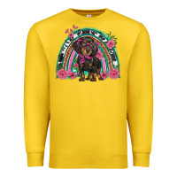 Lemon dachshund dog pink  floral rainbow Premium Sweatshirt - BarkalooDesign