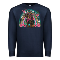 Navy dachshund dog pink  floral rainbow Premium Sweatshirt - BarkalooDesign