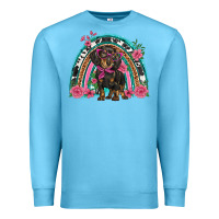 Ocean Blue dachshund dog pink  floral rainbow Premium Sweatshirt - BarkalooDesign