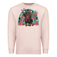 Pale Pink dachshund dog pink  floral rainbow Premium Sweatshirt - BarkalooDesign