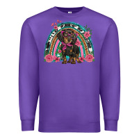 Purple dachshund dog pink  floral rainbow Premium Sweatshirt - BarkalooDesign