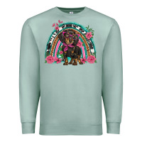 Seafoam dachshund dog pink  floral rainbow Premium Sweatshirt - BarkalooDesign