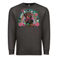 Smoke dachshund dog pink  floral rainbow Premium Sweatshirt - BarkalooDesign