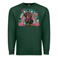 Sports Green dachshund dog pink  floral rainbow Premium Sweatshirt - BarkalooDesign