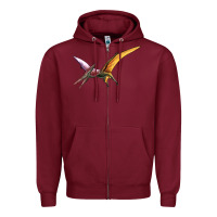 Burgundy dinosaur pterodactyl Zipper Hoodie - Artiststas