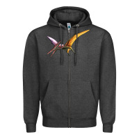 Charcoal Heather dinosaur pterodactyl Zipper Hoodie - Artiststas