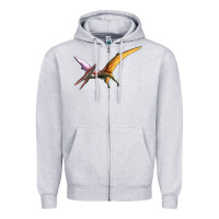 Heather Grey dinosaur pterodactyl Zipper Hoodie - Artiststas