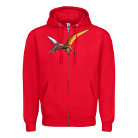Red dinosaur pterodactyl Zipper Hoodie - Artiststas