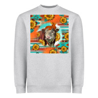 Heather Grey Hereford Bull Heavyweight Sweatshirt - LillyAllenDesigns
