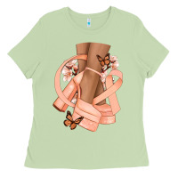 Matcha Cancer diva peach ribbon Ladies Tee - NancyCooperArtShop