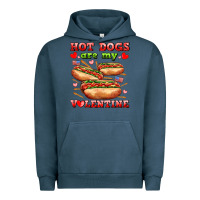 Pigment Midnight Navy hot dogs are my valentine Urban Hoodie - AdoDesignShop
