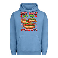 Pigment Pebble Blue hot dogs are my valentine Urban Hoodie - AdoDesignShop