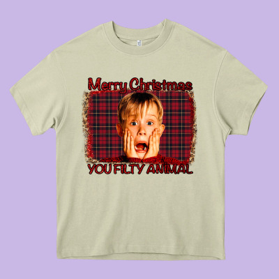 Merry Christmas You Filthy Animal Heavy Core Tee Designed By Bettercallsaul
