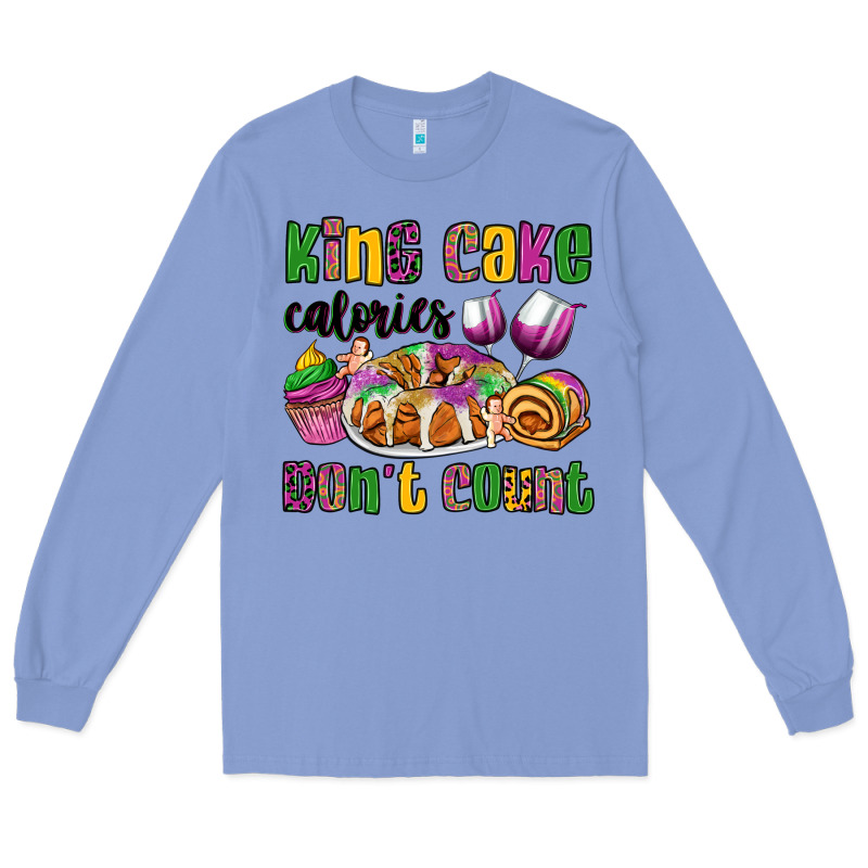 King Cake Calories Don't Count Mardi Gras Long Sleeve Tee by OliviaCreatesArt | Teevron