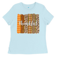 Baby Blue Thankful Brushstrokes Ladies Tee - texasbilliewilder