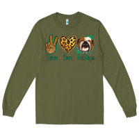 Army Green Peace Love Bulldog Long Sleeve Tee - Jasminsmagicworld